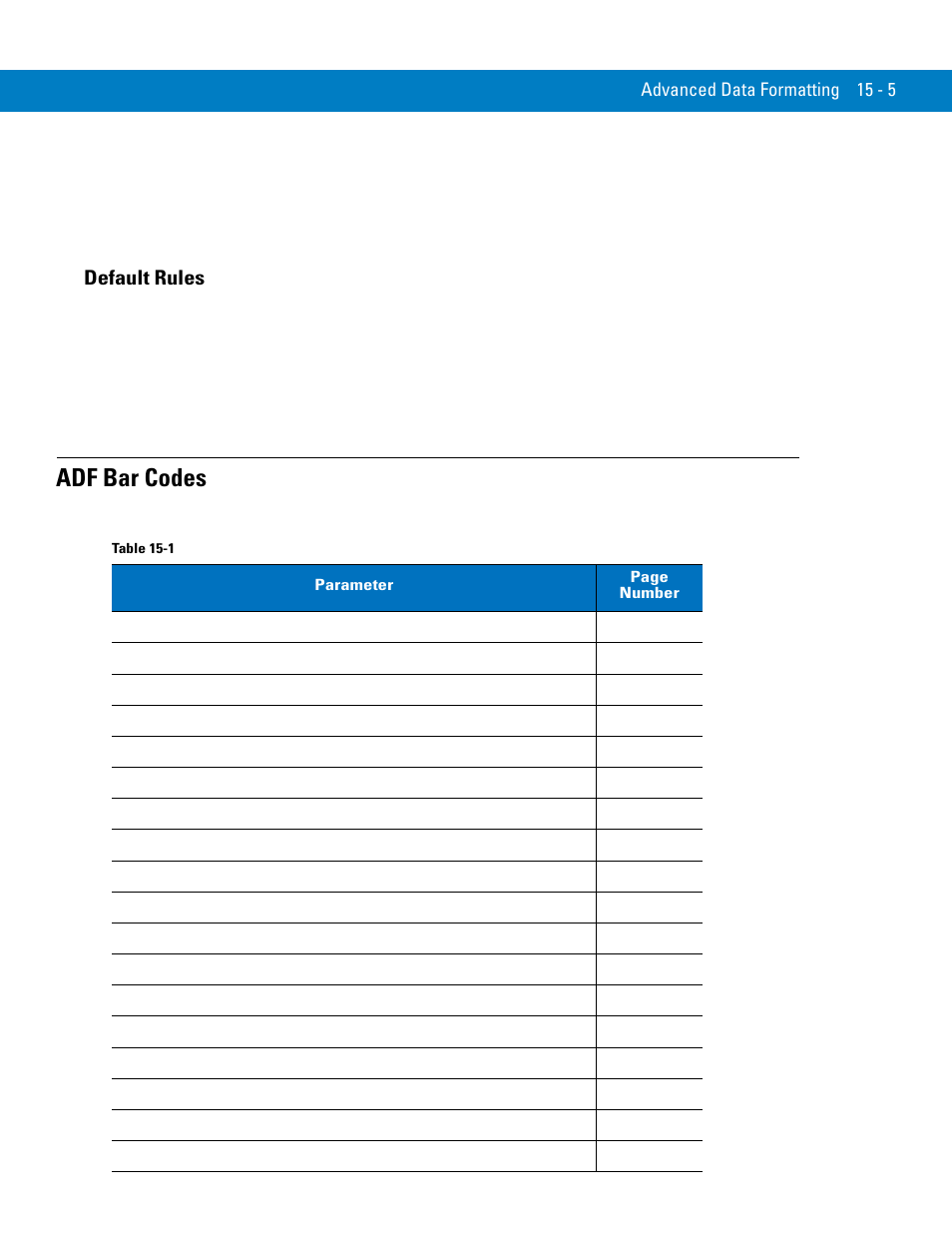 Default rules, Adf bar codes, Default rules -5 | Adf bar codes -5 | Symbol Technologies 72E-86039-04 User Manual | Page 281 / 434