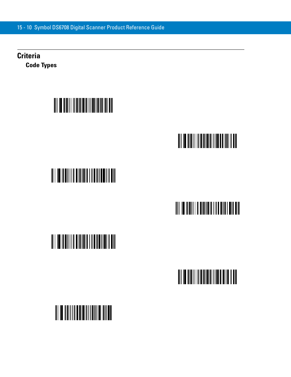 Criteria, Code types, Criteria -10 | Code types -10 | Symbol Technologies 72E-86039-04 User Manual | Page 286 / 434