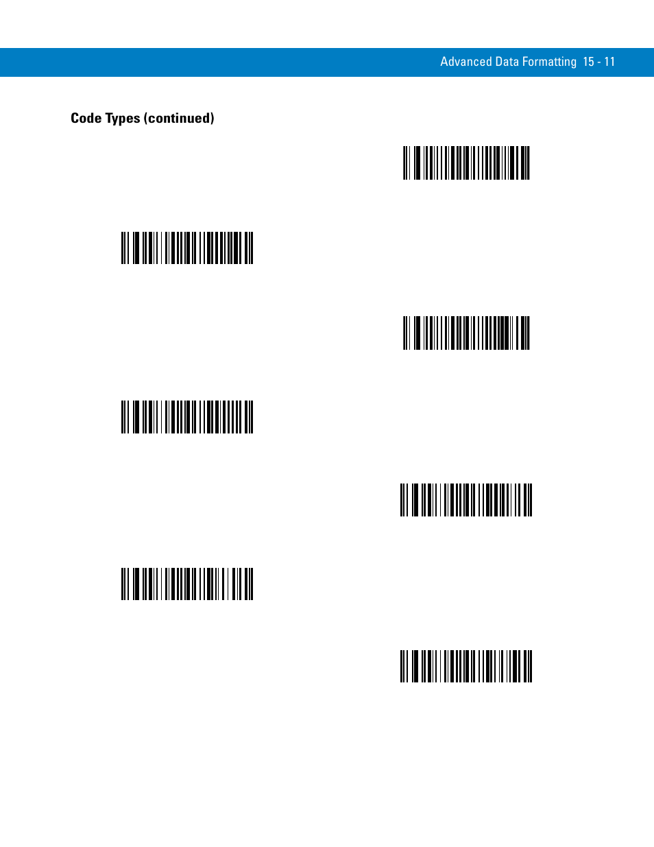 Code types (continued) | Symbol Technologies 72E-86039-04 User Manual | Page 287 / 434