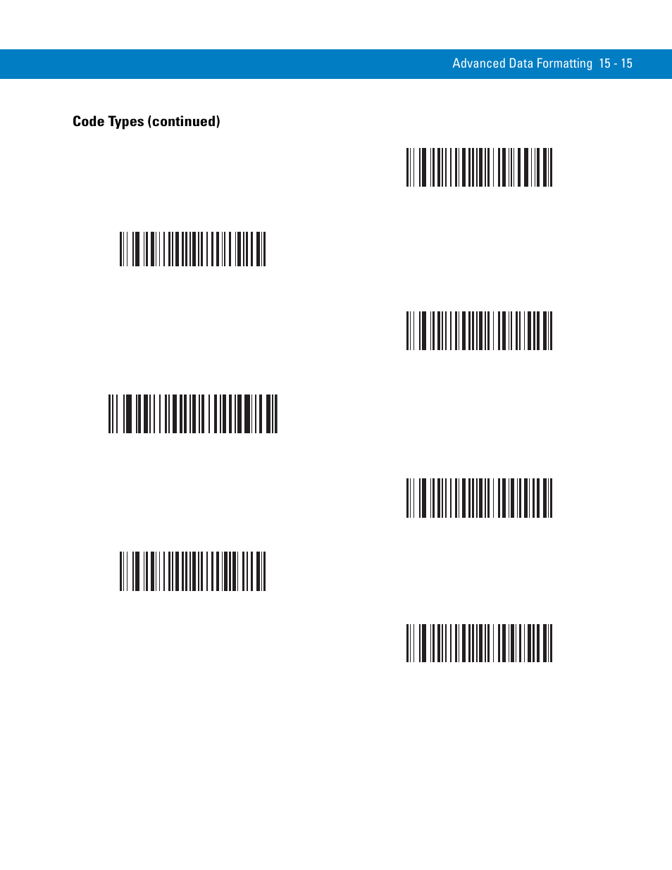 Code types (continued) | Symbol Technologies 72E-86039-04 User Manual | Page 291 / 434