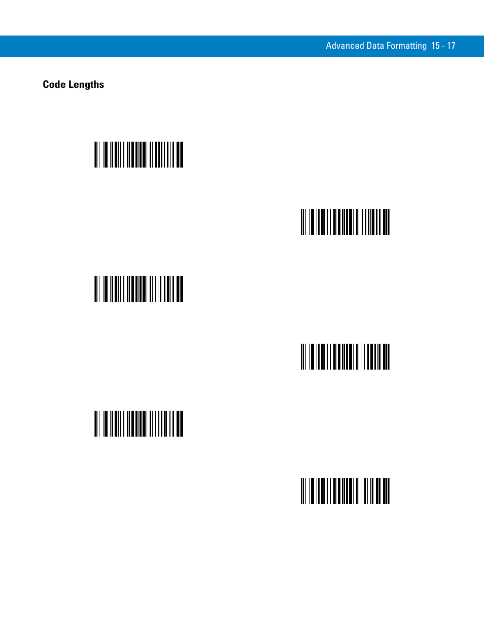 Code lengths, Code lengths -17, 1 character | 6 characters | Symbol Technologies 72E-86039-04 User Manual | Page 293 / 434