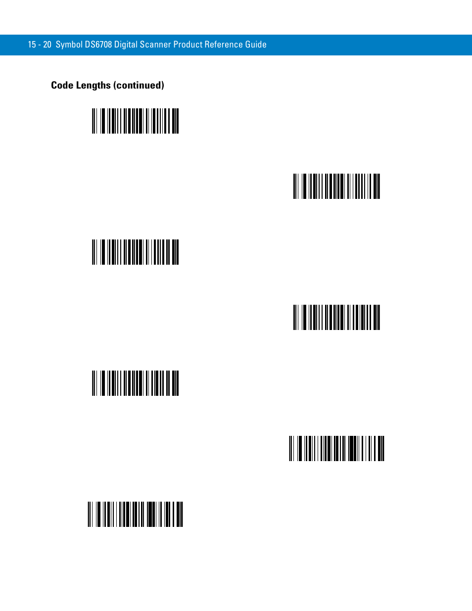 21 characters, 27 characters, Code lengths (continued) | Symbol Technologies 72E-86039-04 User Manual | Page 296 / 434