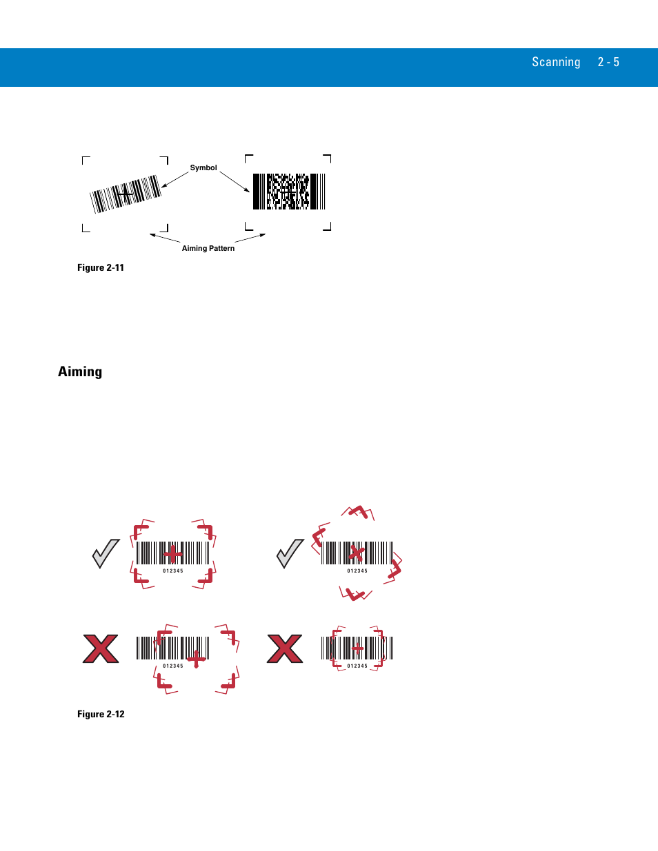 Aiming, Aiming -5, Scanning 2 - 5 | Symbol Technologies 72E-86039-04 User Manual | Page 31 / 434