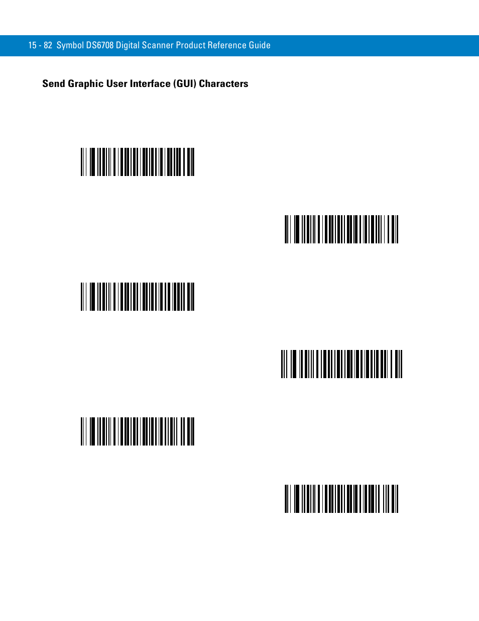 Send graphic user interface (gui) characters, Send graphic user interface (gui) characters -82, Send gui 0 | Symbol Technologies 72E-86039-04 User Manual | Page 358 / 434