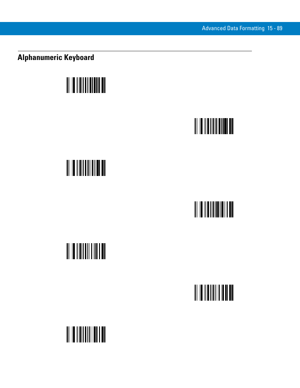 Alphanumeric keyboard, Alphanumeric keyboard -89, Space | Alphanumeric, This | Symbol Technologies 72E-86039-04 User Manual | Page 365 / 434