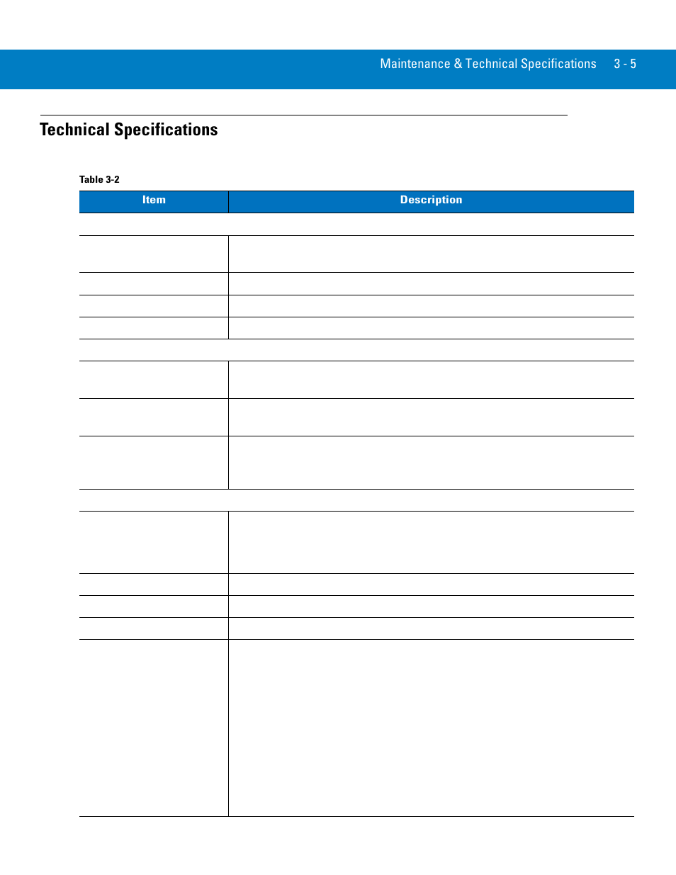 Technical specifications, Technical specifications -5 | Symbol Technologies 72E-86039-04 User Manual | Page 39 / 434