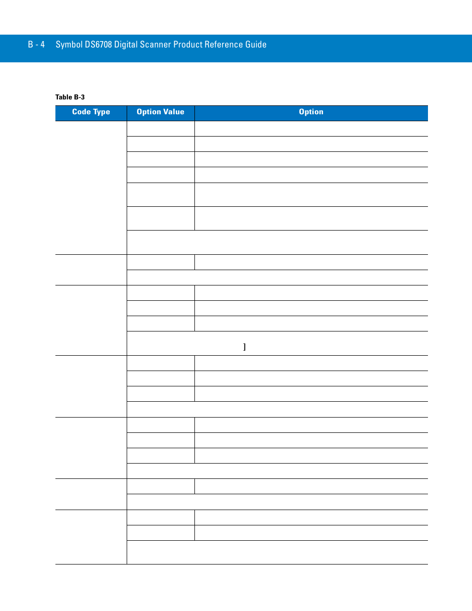 Table b-3 | Symbol Technologies 72E-86039-04 User Manual | Page 392 / 434