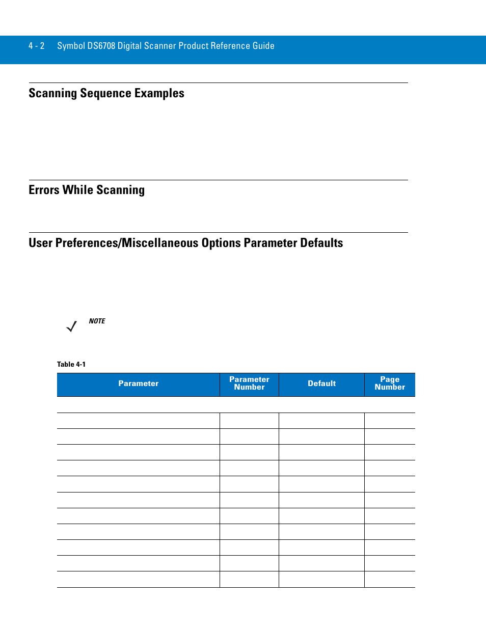 Scanning sequence examples, Errors while scanning | Symbol Technologies 72E-86039-04 User Manual | Page 44 / 434