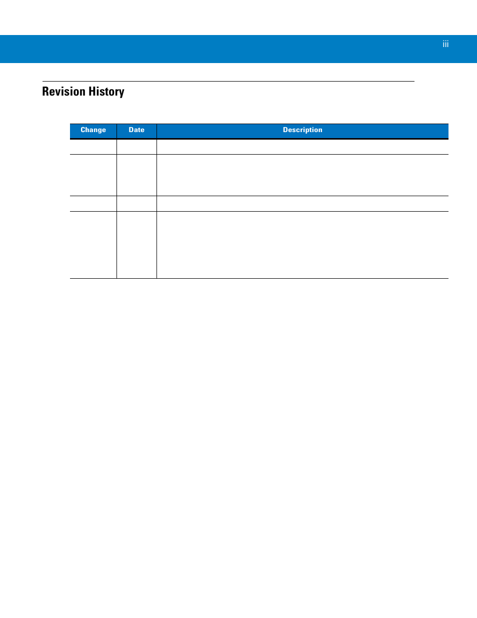 Revision history | Symbol Technologies 72E-86039-04 User Manual | Page 5 / 434