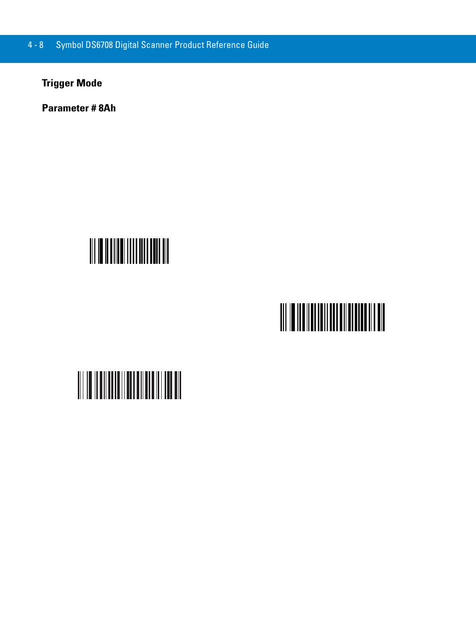 Trigger mode, Trigger mode -8, Trigger mode parameter # 8ah | Symbol Technologies 72E-86039-04 User Manual | Page 50 / 434