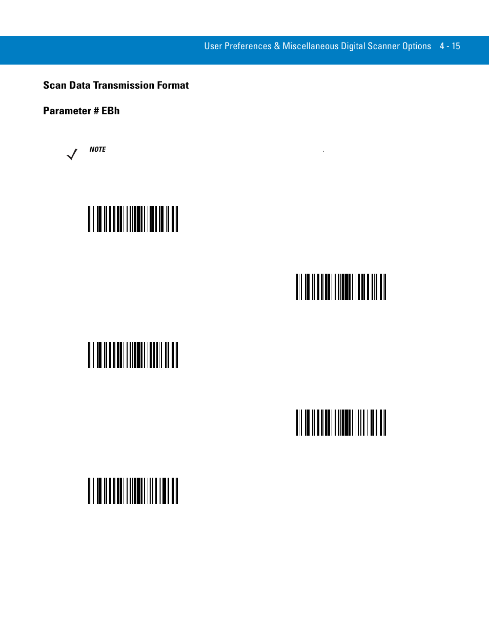 Scan data transmission format, Scan data transmission format -15, Scan data transmission format parameter # ebh | Symbol Technologies 72E-86039-04 User Manual | Page 57 / 434