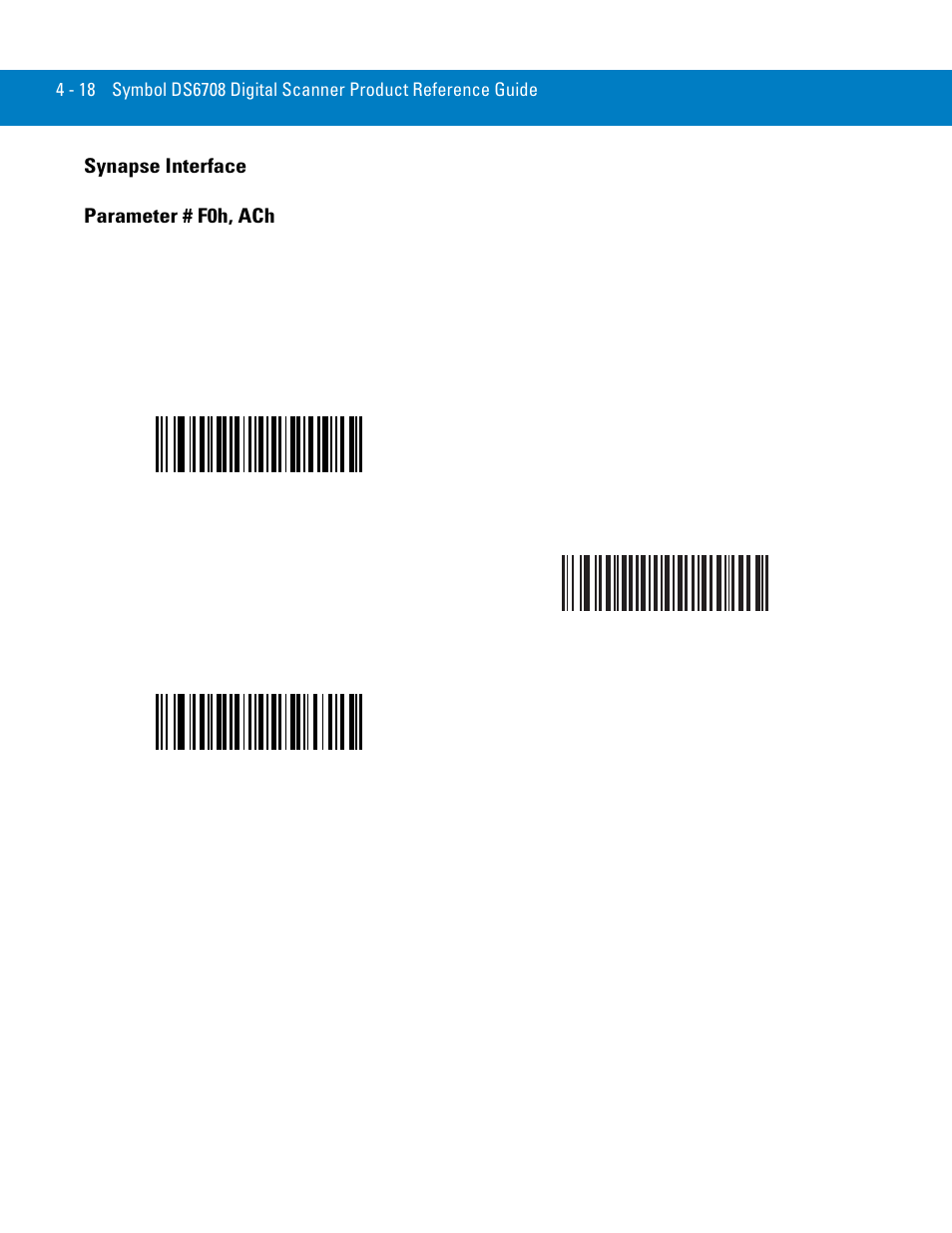 Synapse interface, Synapse interface -18, Synapse interface parameter # f0h, ach | Symbol Technologies 72E-86039-04 User Manual | Page 60 / 434