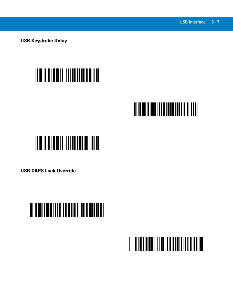 Usb keystroke delay, Usb caps lock override, Usb keystroke delay -7 usb caps lock override -7 | Symbol Technologies 72E-86039-04 User Manual | Page 73 / 434