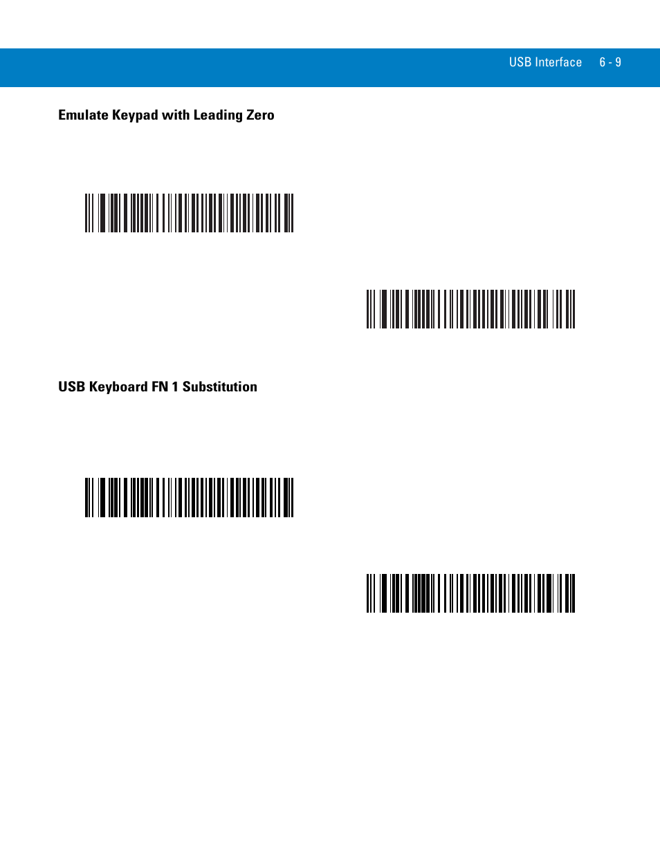 Emulate keypad with leading zero, Usb keyboard fn 1 substitution | Symbol Technologies 72E-86039-04 User Manual | Page 75 / 434