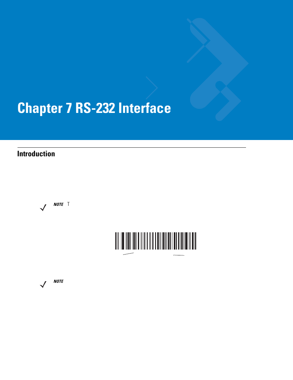 Rs-232 interface, Introduction, Chapter 7: rs-232 interface | Introduction -1, Chapter 7, rs-232 interface, Chapter 7 rs-232 interface | Symbol Technologies 72E-86039-04 User Manual | Page 95 / 434