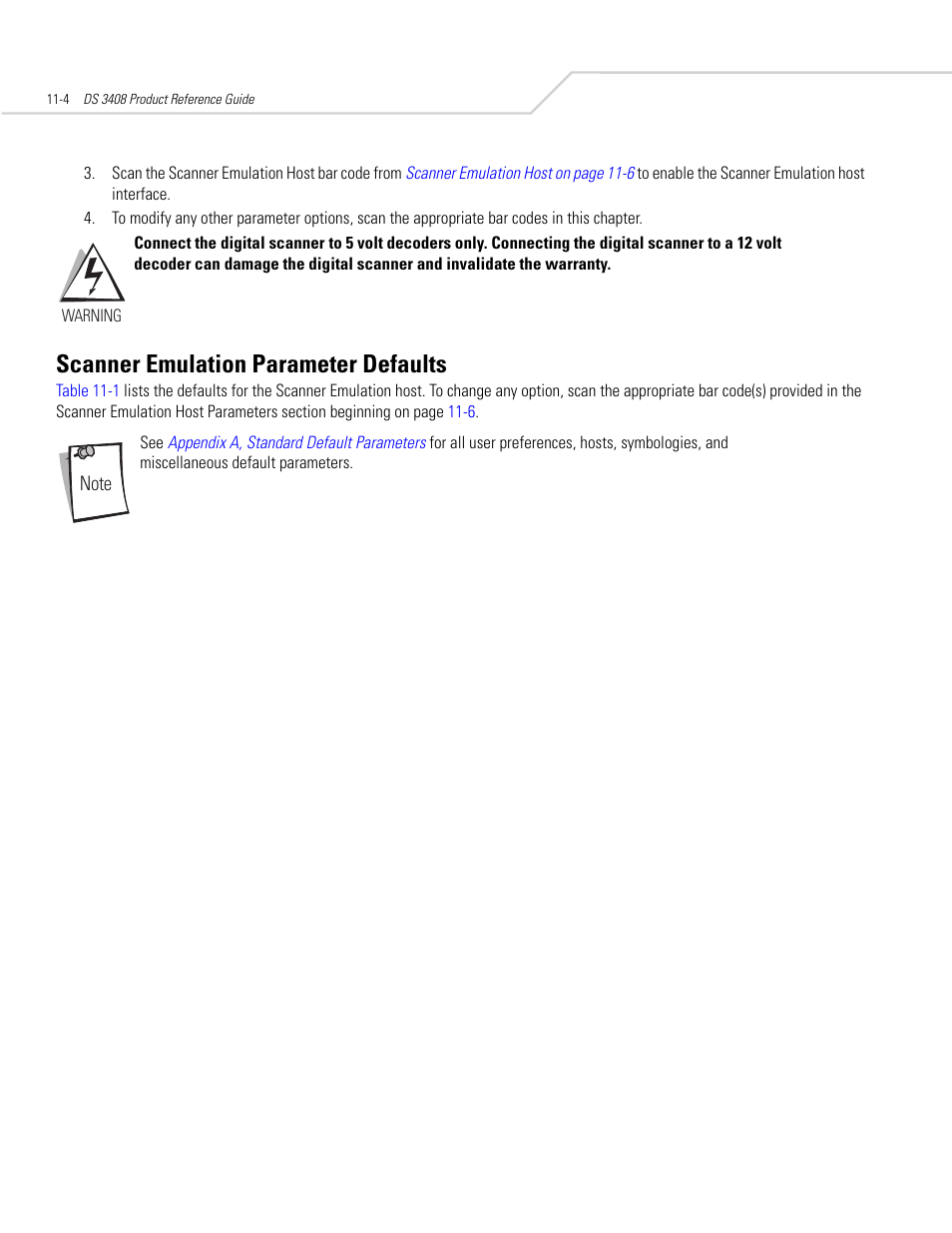 Scanner emulation parameter defaults, Scanner emulation parameter defaults -4 | Symbol Technologies DS 3408 User Manual | Page 146 / 396