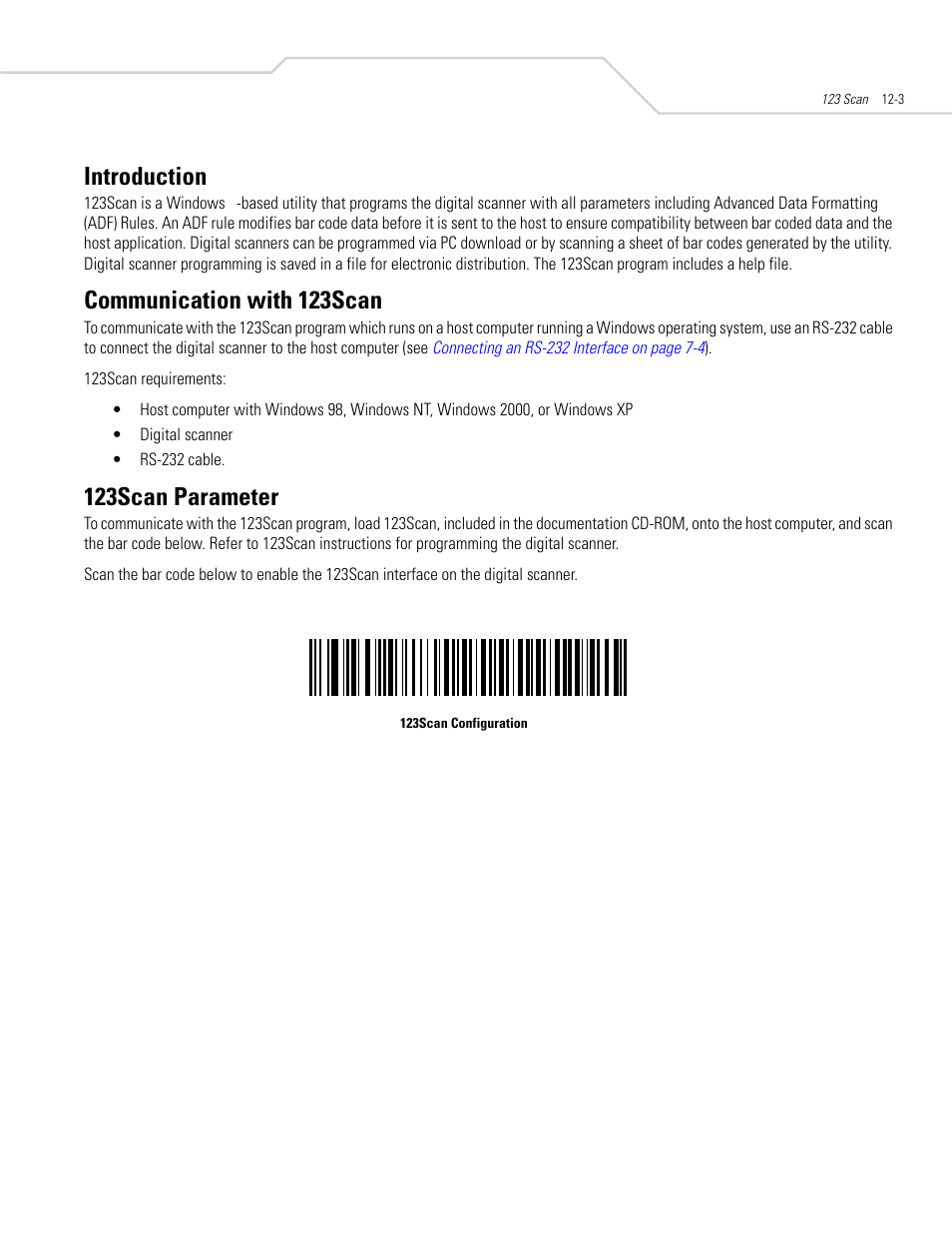 Introduction, Communication with 123scan, 123scan parameter | Introduction -3 communication with 123scan -3, 123scan parameter -3 | Symbol Technologies DS 3408 User Manual | Page 157 / 396