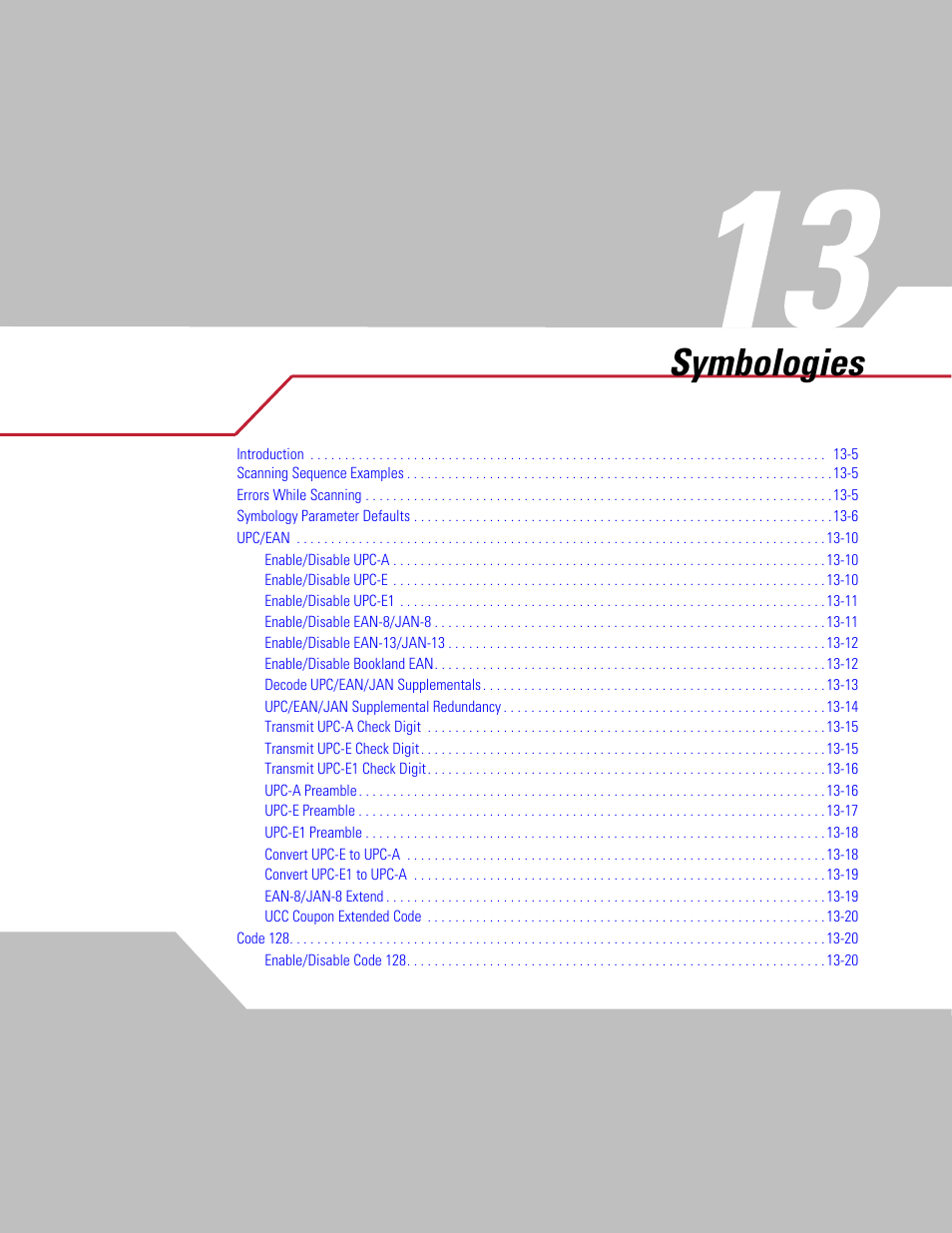 Symbologies, Chapter 13. symbologies, Chapter 13, symbologies | Symbol Technologies DS 3408 User Manual | Page 159 / 396