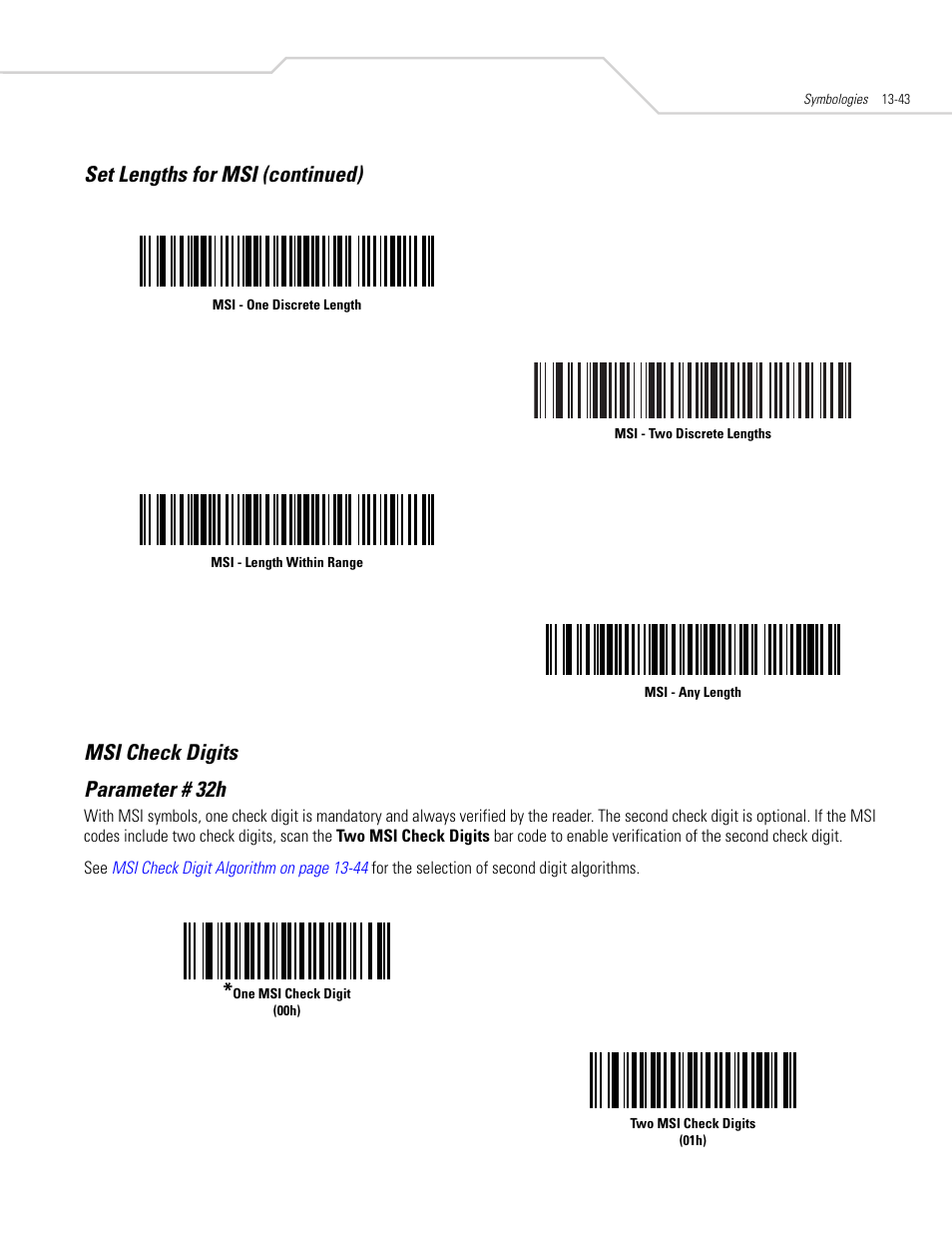 Msi check digits, Msi check digits -43 | Symbol Technologies DS 3408 User Manual | Page 201 / 396