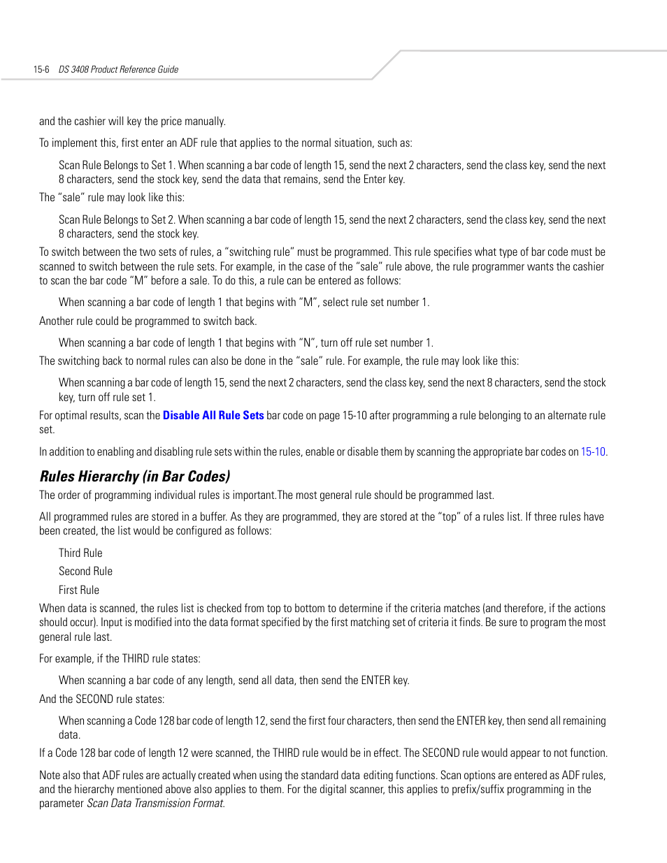 Rules hierarchy (in bar codes), Rules hierarchy (in bar codes) -6 | Symbol Technologies DS 3408 User Manual | Page 238 / 396