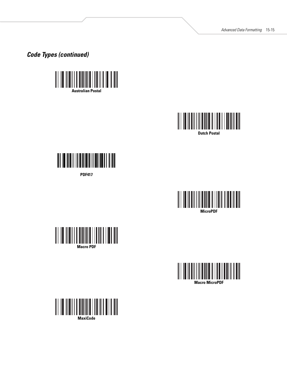 Code types (continued) | Symbol Technologies DS 3408 User Manual | Page 247 / 396