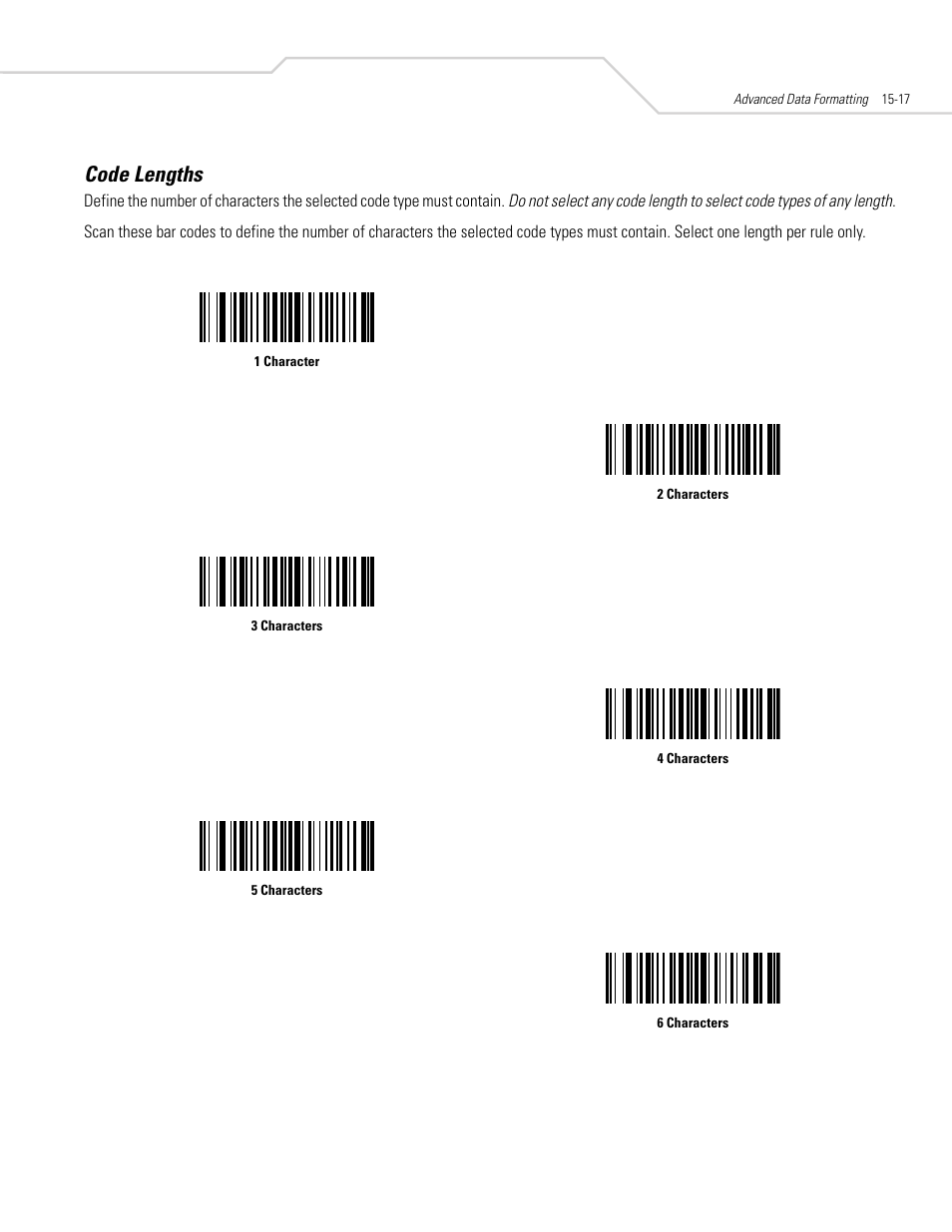 Code lengths, Code lengths -17 | Symbol Technologies DS 3408 User Manual | Page 249 / 396