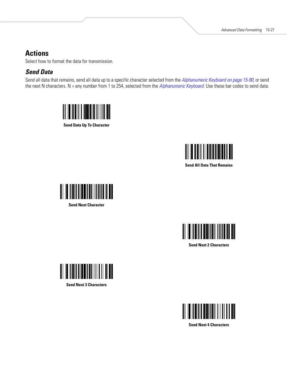 Actions, Send data, Actions -27 | Send data -27 | Symbol Technologies DS 3408 User Manual | Page 259 / 396