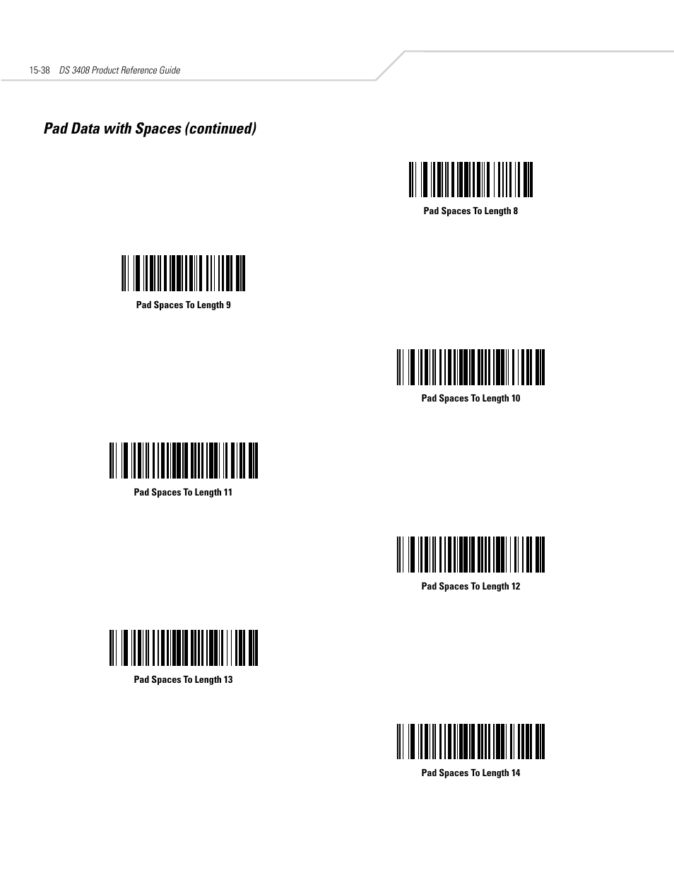 Pad data with spaces (continued) | Symbol Technologies DS 3408 User Manual | Page 270 / 396