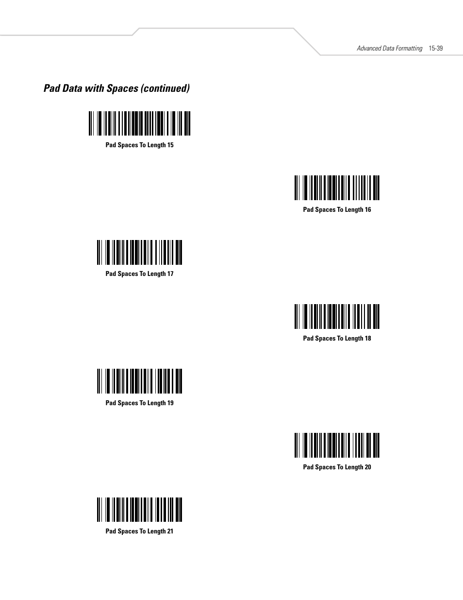 Pad data with spaces (continued) | Symbol Technologies DS 3408 User Manual | Page 271 / 396