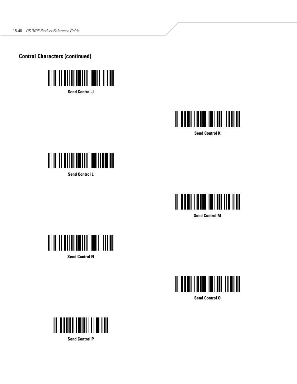 Control characters (continued) | Symbol Technologies DS 3408 User Manual | Page 280 / 396