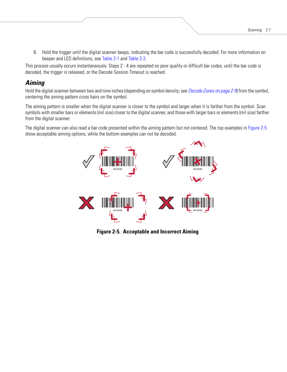 Aiming, Aiming -7 | Symbol Technologies DS 3408 User Manual | Page 31 / 396