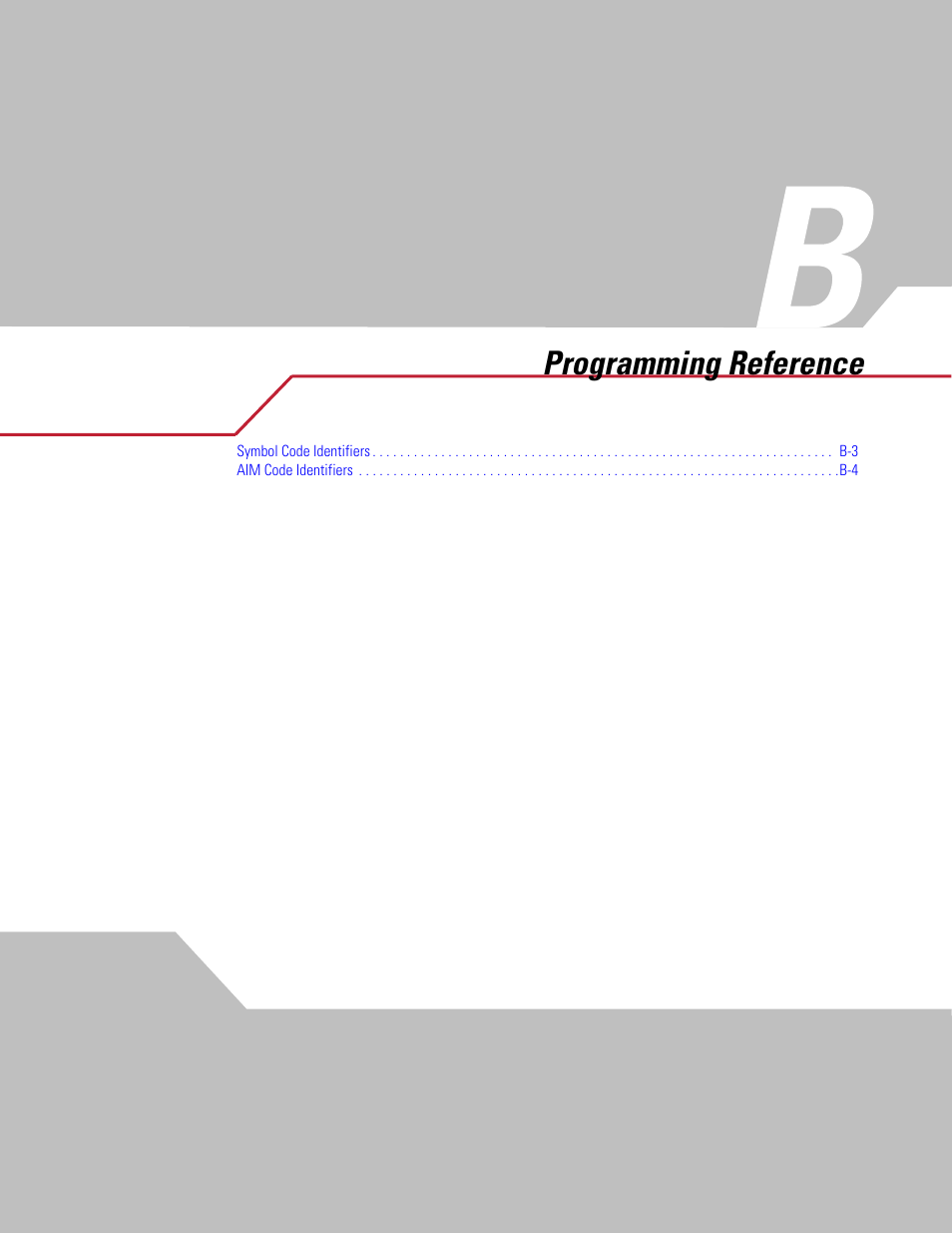 Programming reference, Appendix b. programming reference, Chapter b, programming reference | Symbol Technologies DS 3408 User Manual | Page 347 / 396