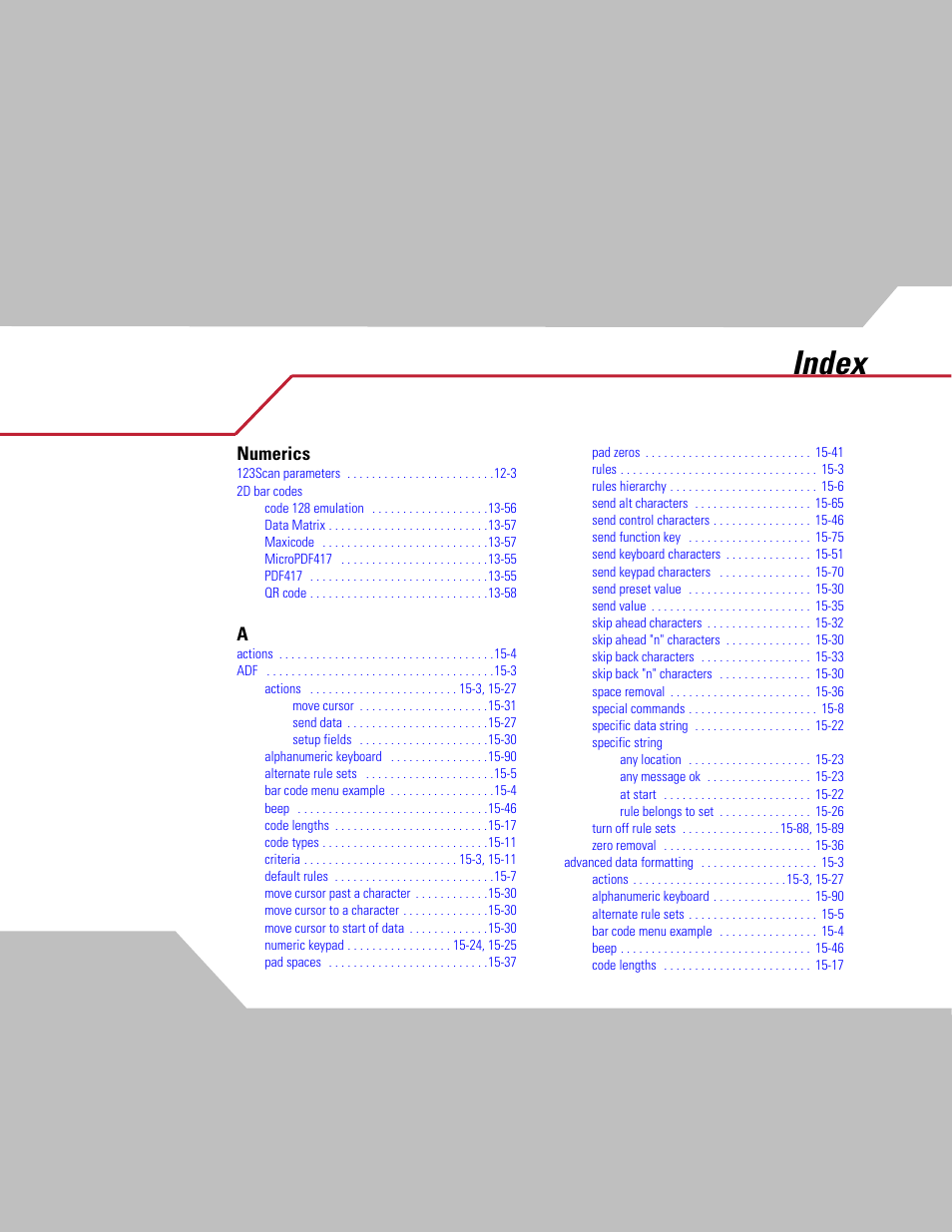 Index, Numerics | Symbol Technologies DS 3408 User Manual | Page 387 / 396