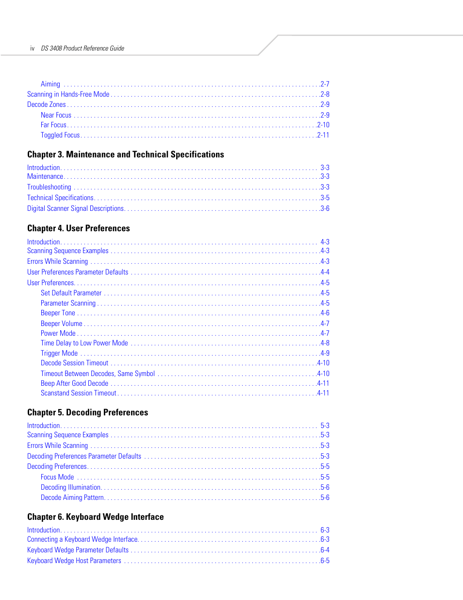 Symbol Technologies DS 3408 User Manual | Page 6 / 396