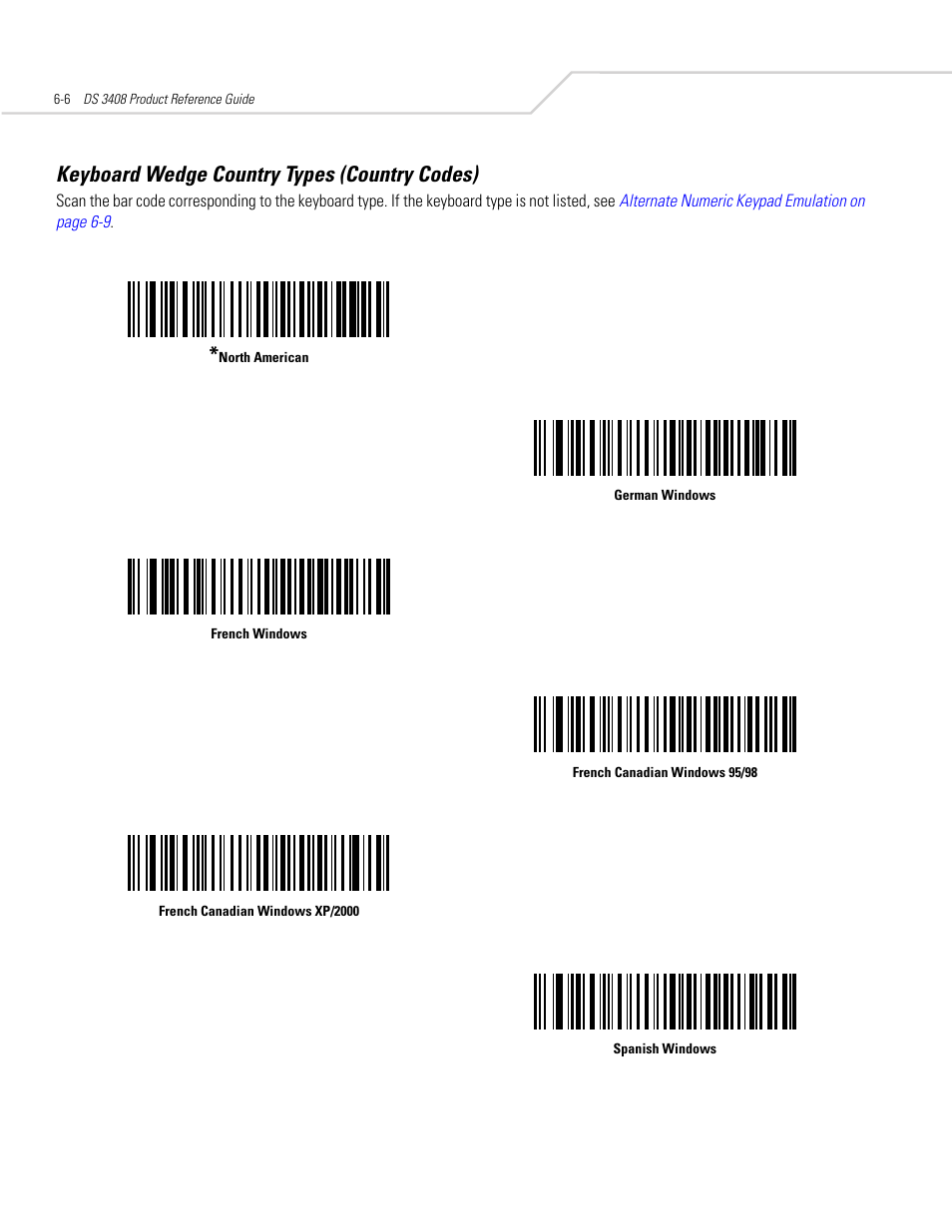 Keyboard wedge country types (country codes), Keyboard wedge country types (country codes) -6 | Symbol Technologies DS 3408 User Manual | Page 66 / 396
