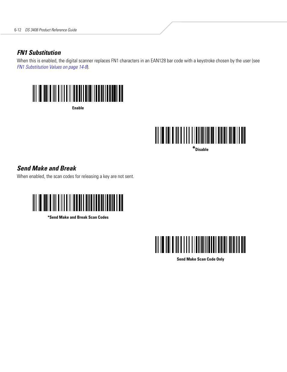 Fn1 substitution, Send make and break, Fn1 substitution -12 send make and break -12 | Symbol Technologies DS 3408 User Manual | Page 72 / 396