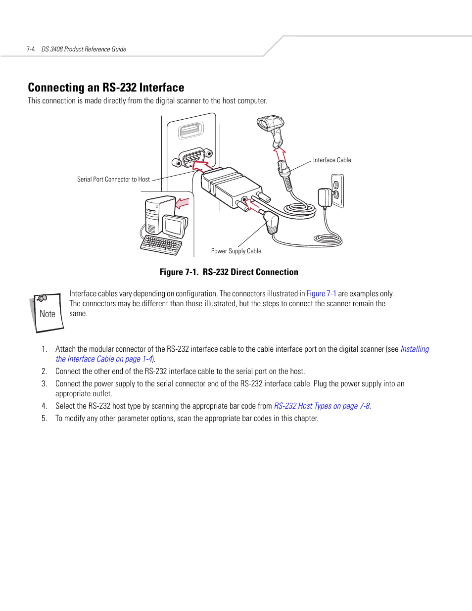 Connecting an rs-232 interface, Connecting an rs-232 interface -4 | Symbol Technologies DS 3408 User Manual | Page 86 / 396