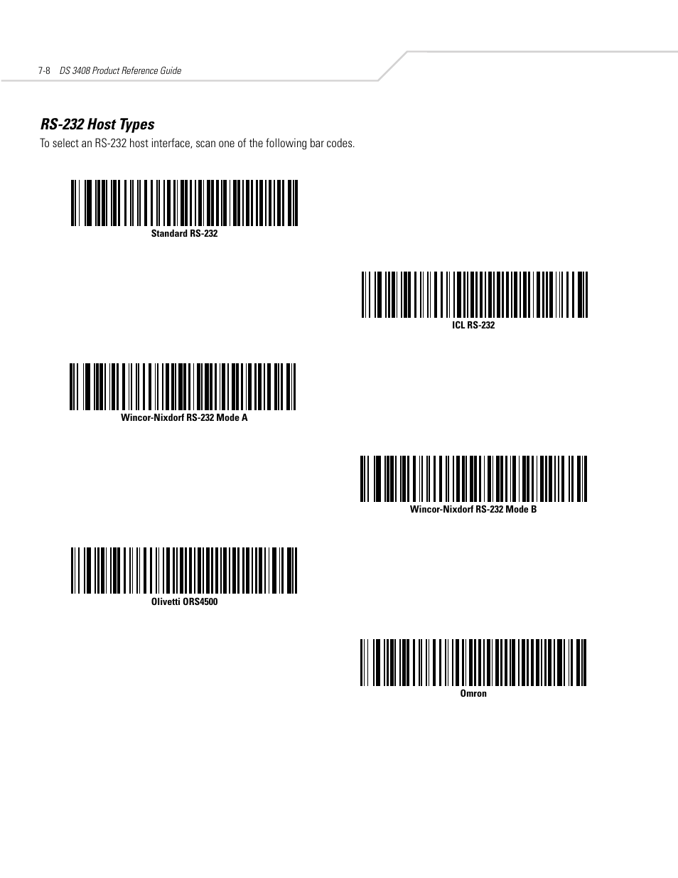 Rs-232 host types, Rs-232 host types -8 | Symbol Technologies DS 3408 User Manual | Page 90 / 396