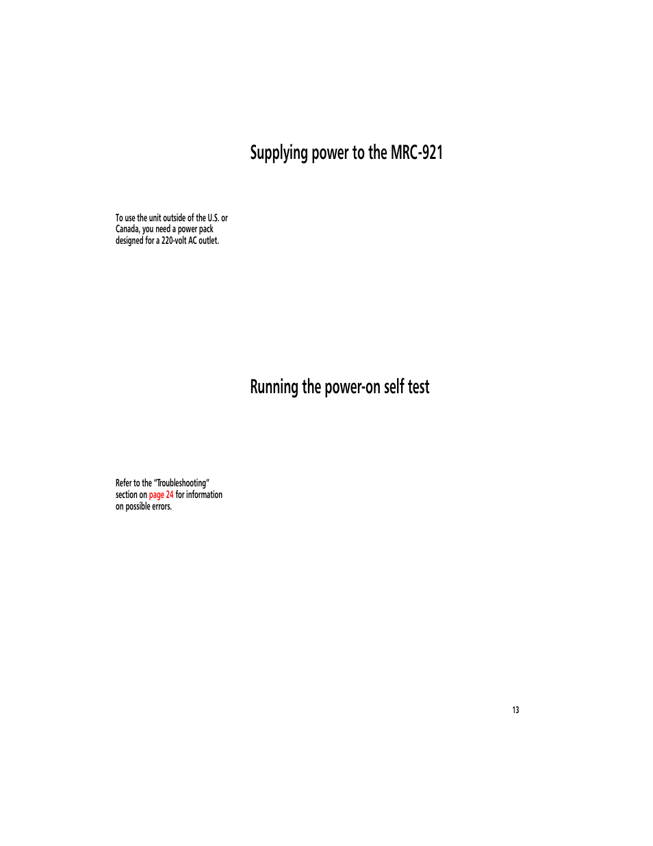 Supplying power to the mrc-921, Running the power-on self test | Symbol Technologies MicroBase MRC-921 User Manual | Page 15 / 37