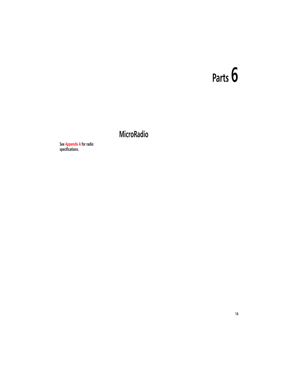 Parts 6, Microradio, Parts | Symbol Technologies MicroBase MRC-921 User Manual | Page 16 / 37
