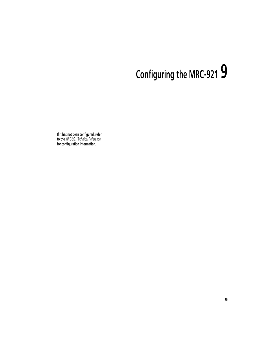 Configuring the mrc-921 9, Configuring the mrc-921 | Symbol Technologies MicroBase MRC-921 User Manual | Page 22 / 37