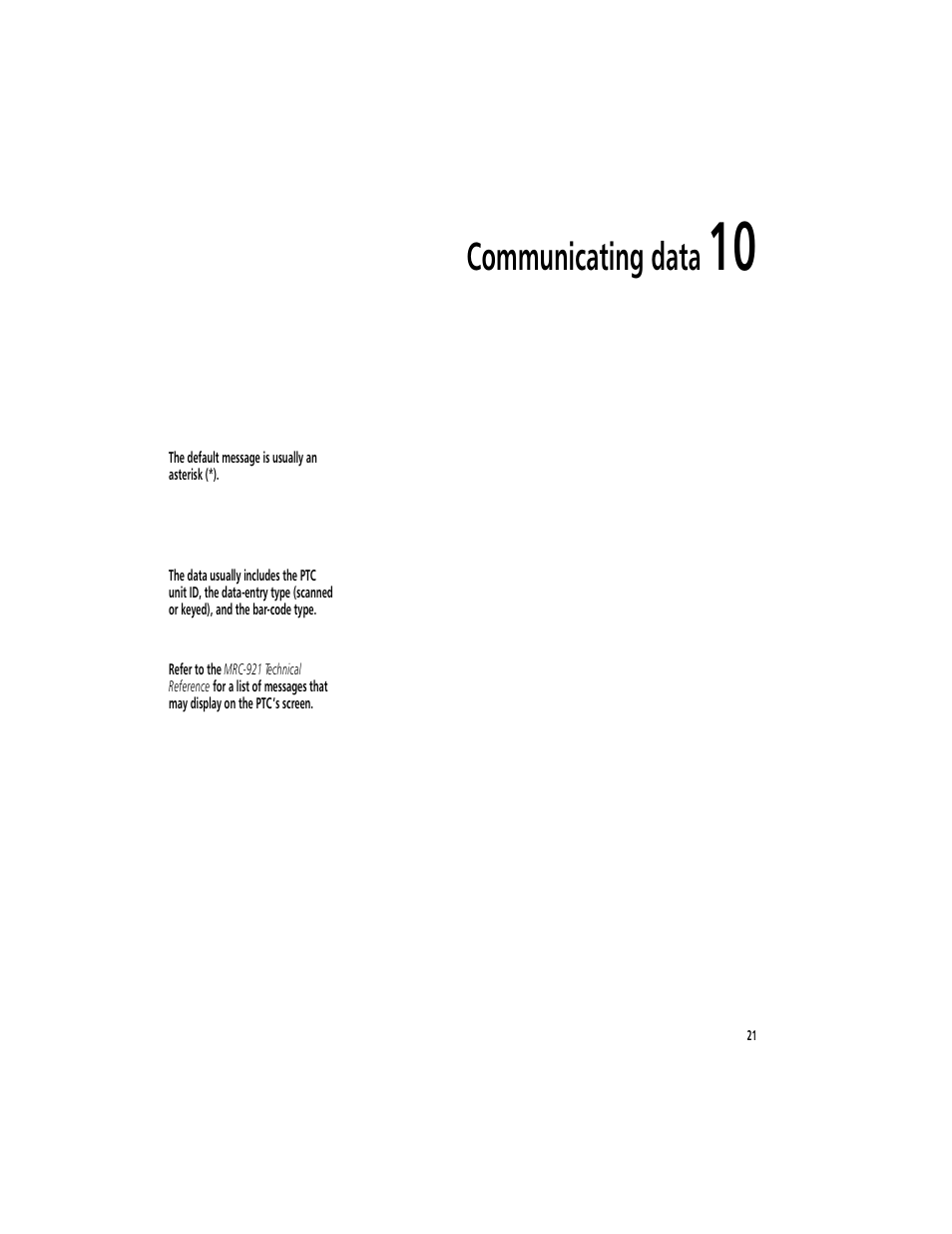 Communicating data 10, Communicating data | Symbol Technologies MicroBase MRC-921 User Manual | Page 23 / 37