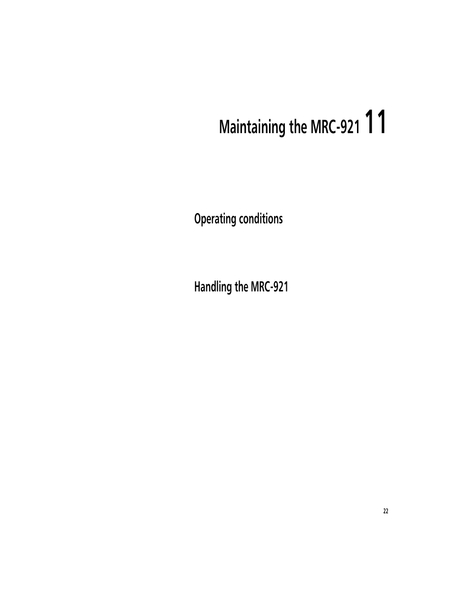 Maintaining the mrc-921 11, Operating conditions, Handling the mrc-921 | Maintaining the mrc-921 | Symbol Technologies MicroBase MRC-921 User Manual | Page 24 / 37