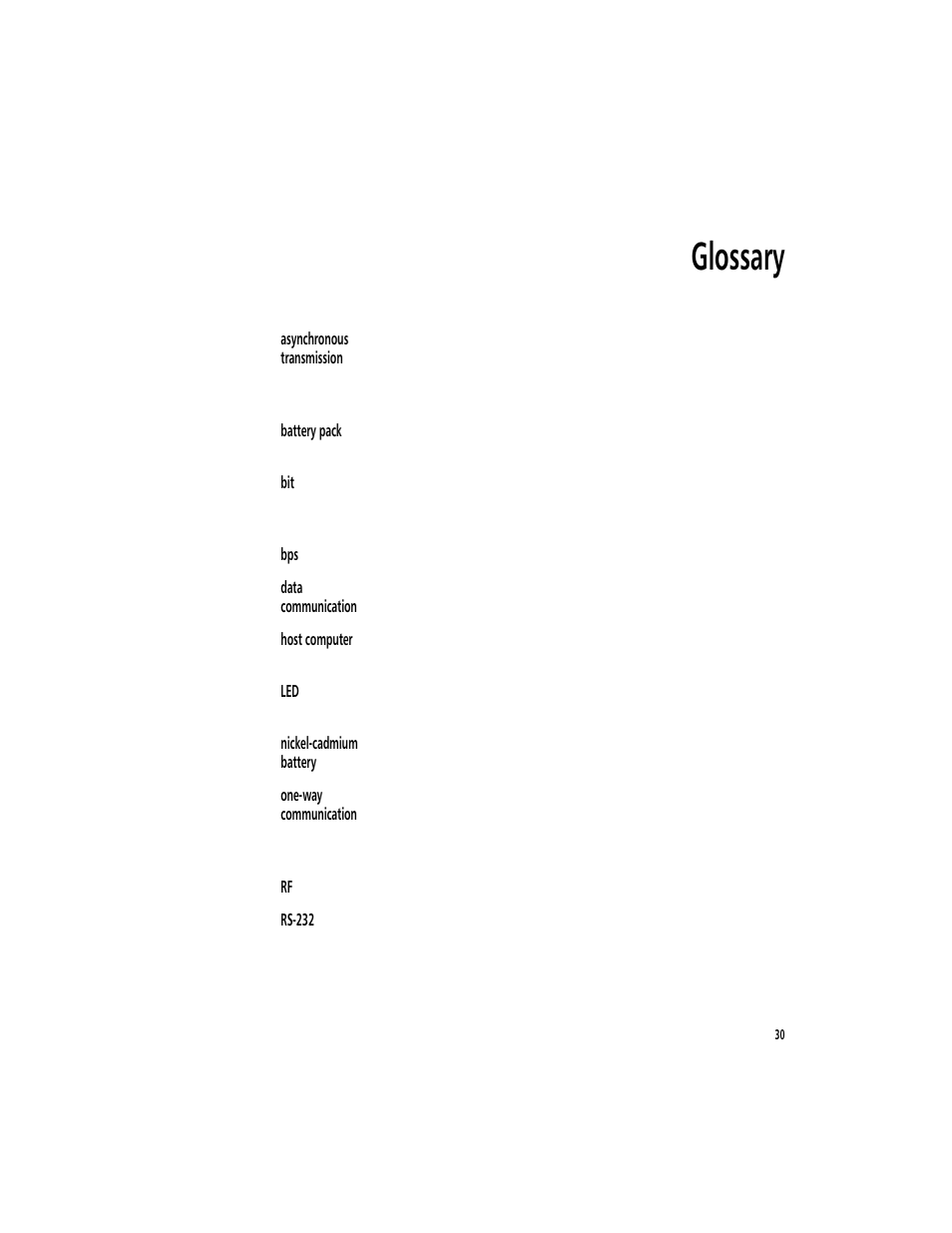 Glossary | Symbol Technologies MicroBase MRC-921 User Manual | Page 32 / 37