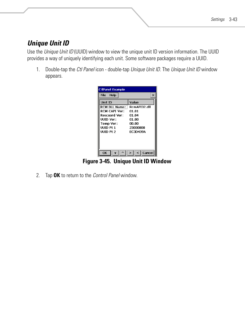 Unique unit id, Unique unit id -43 | Symbol Technologies MC9000-G User Manual | Page 137 / 530