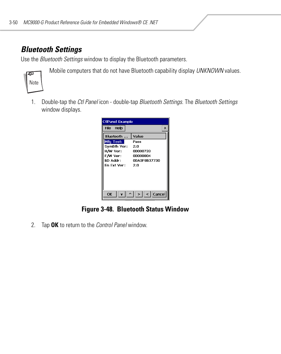 Bluetooth settings, Bluetooth settings -50 | Symbol Technologies MC9000-G User Manual | Page 144 / 530