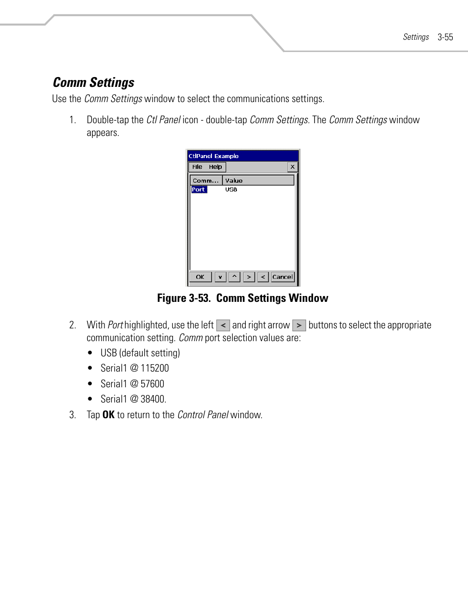 Comm settings, Comm settings -55 | Symbol Technologies MC9000-G User Manual | Page 149 / 530