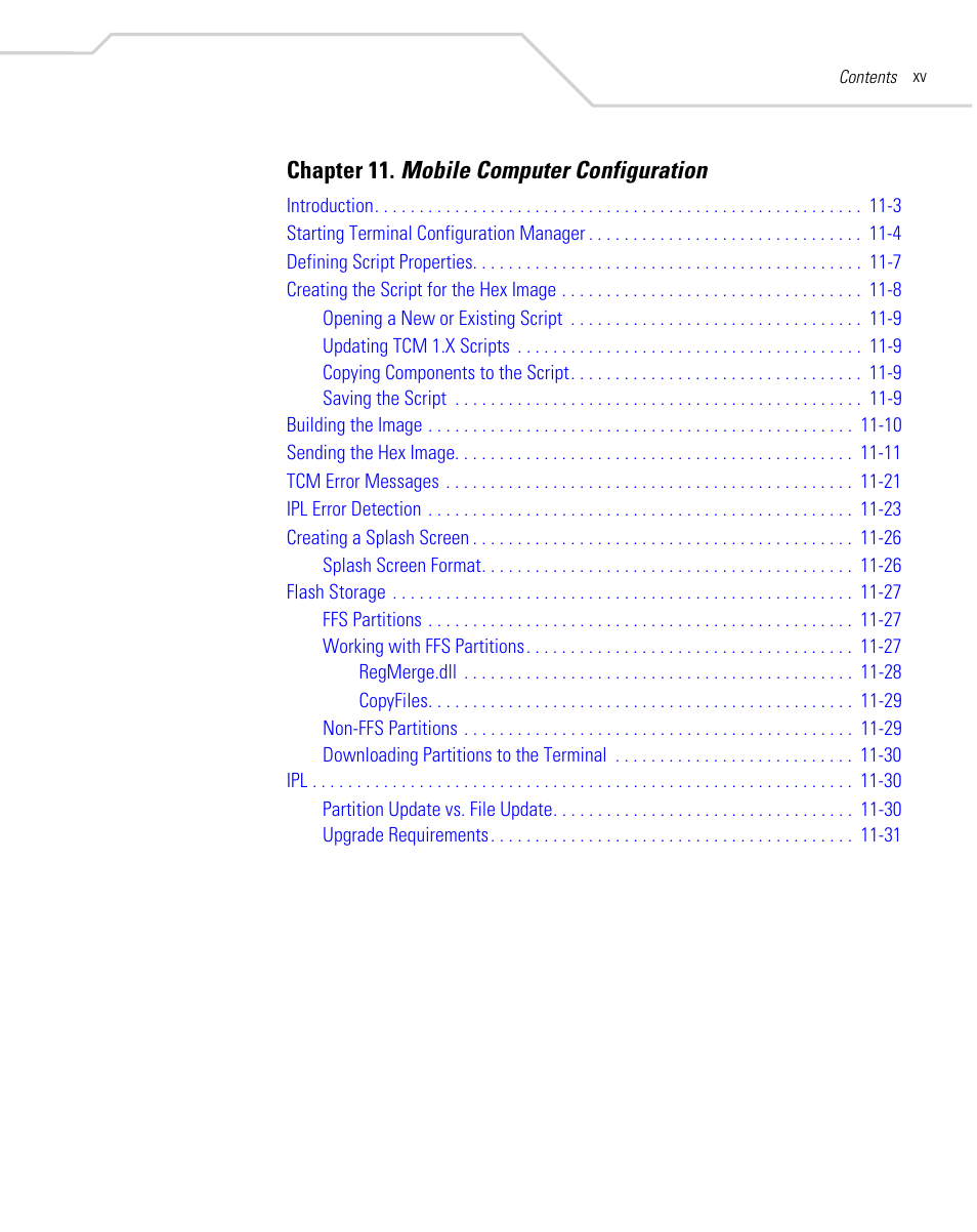 Chapter 11. mobile computer configuration | Symbol Technologies MC9000-G User Manual | Page 17 / 530