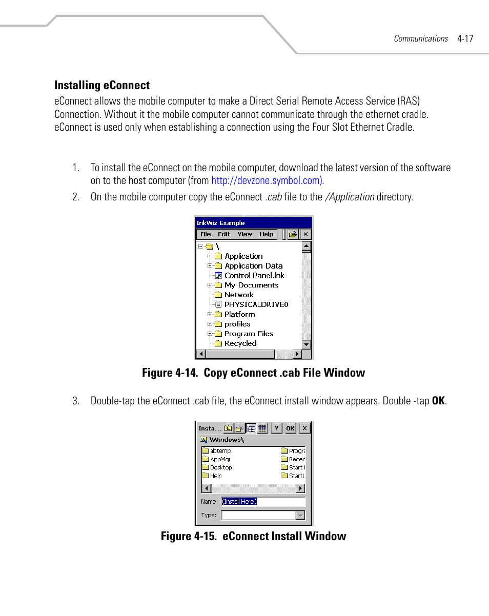 Installing econnect, Installing econnect -17 | Symbol Technologies MC9000-G User Manual | Page 179 / 530