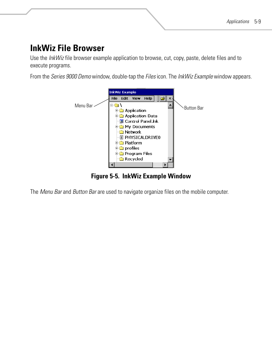Inkwiz file browser, Inkwiz file browser -9 | Symbol Technologies MC9000-G User Manual | Page 203 / 530